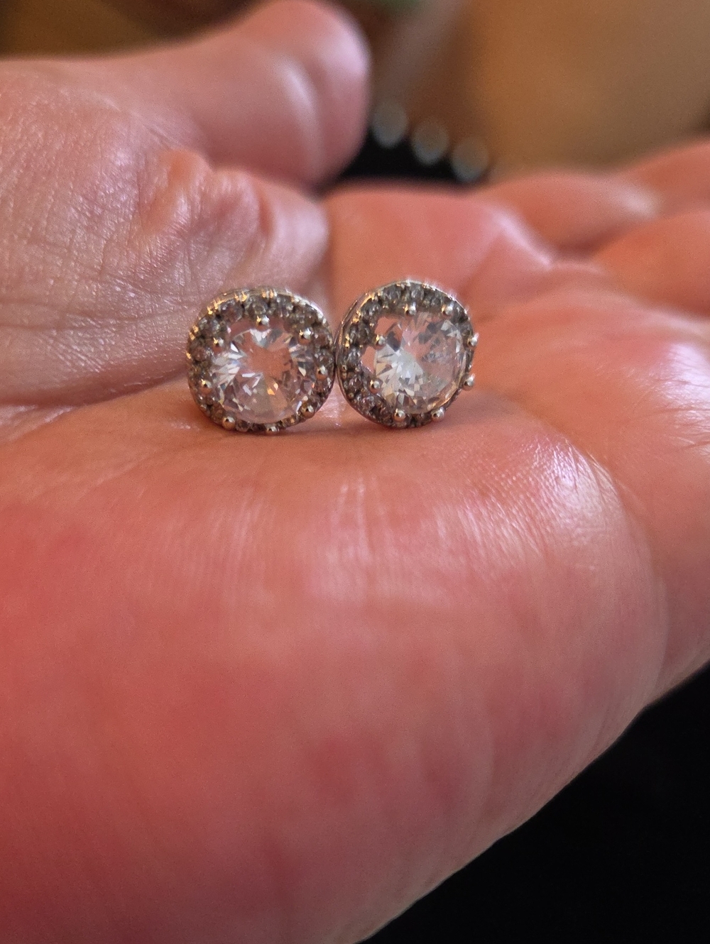 2ct CZ Diamond Earrings Brilliant Faceted Stone Silver Setting